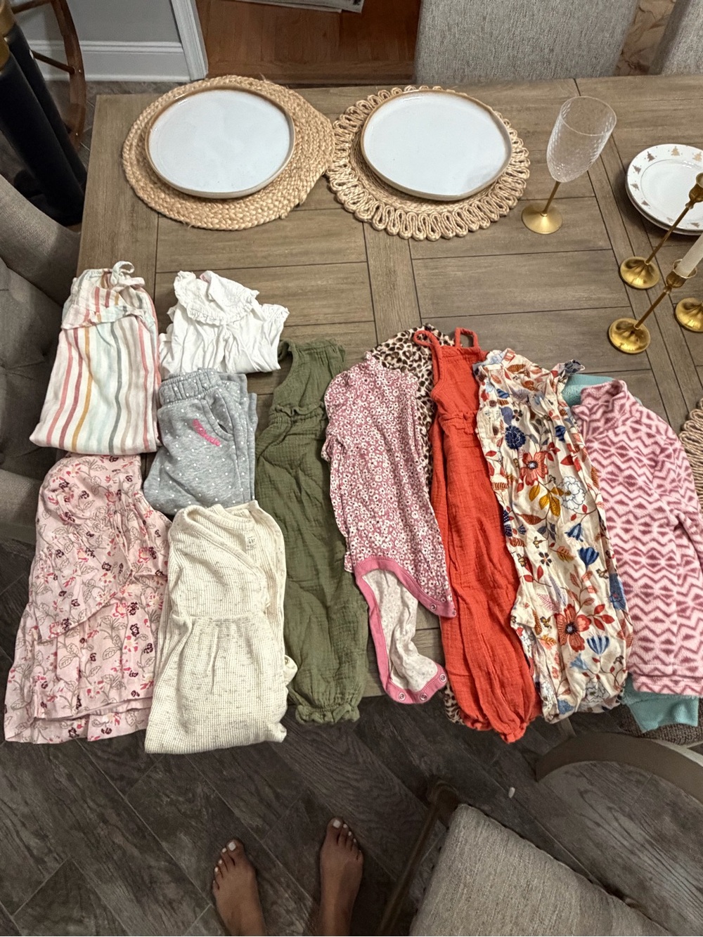 Mixed Baby/Toddler Romper & Sleepwear Lot - Floral, Pink, Orange, Green